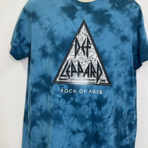Def Leppard - Blue Fun Tye Dye Def Leppard Rock Of Ages Graphic T Shirt Large - Picture 3 of 8